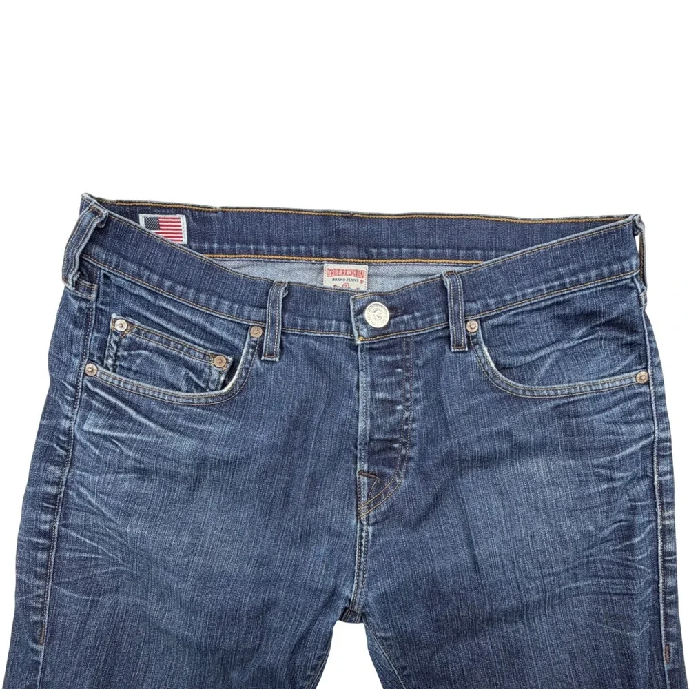 True Religion Rocco Slim Jeans Mens 33x34.5  Dark Wash Denim Stretch Made in USA
